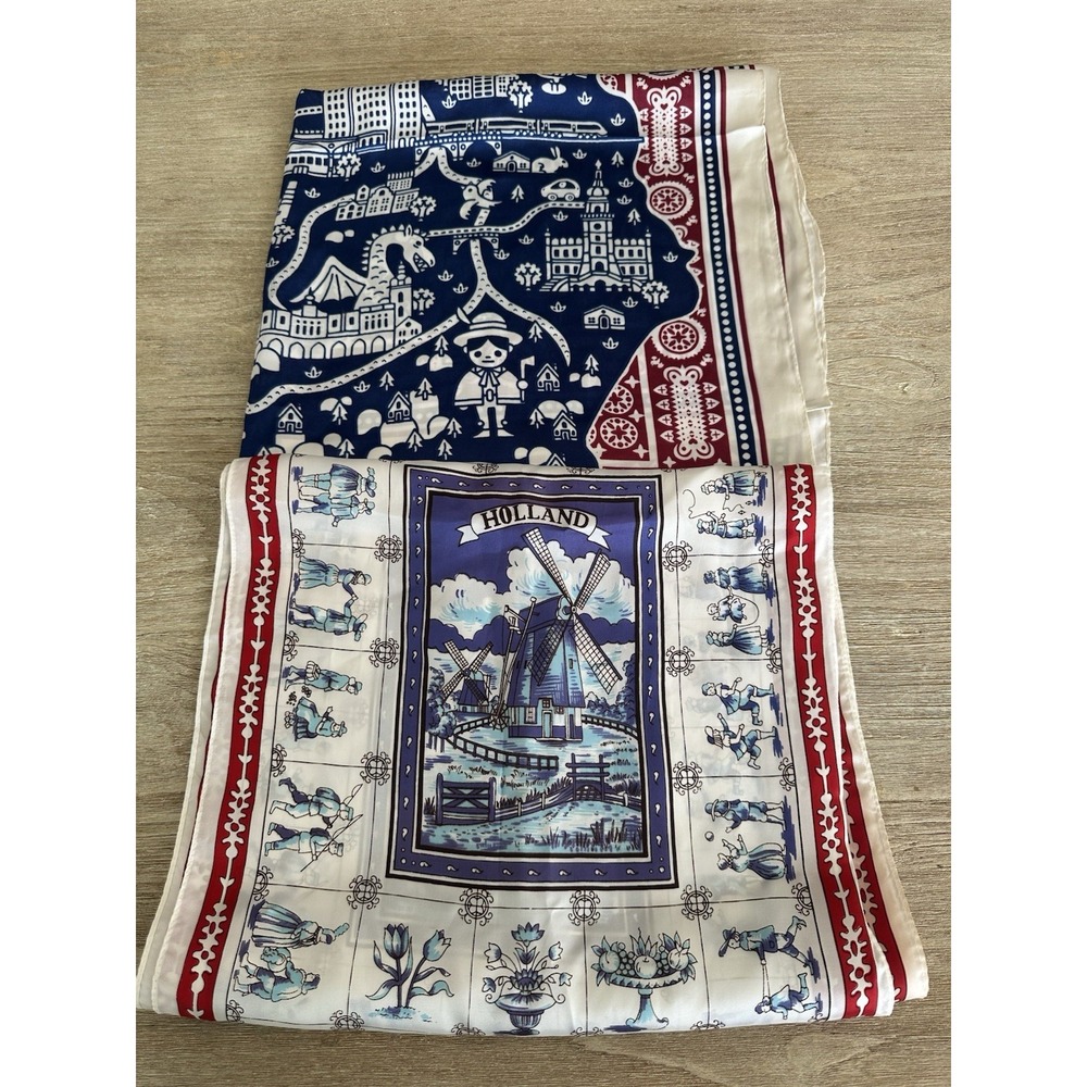 Two Travel Scarves Holland Rectangle Scarf Poland Novelty Map Square